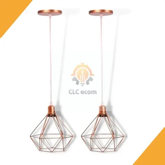 kit 2 Pendente Aramado Diamante Rose GOLD Cabo Cristal