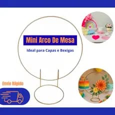 Mini Arco Redondo de Ferro Dourado – Mesa de Festa, Decoração Fácil “Pegue e Monte”