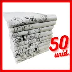 Kit 50 Pano de Prato Branco Riscado Desenhado Para Pintura - Bainha Premium 100% Algodão