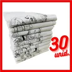 Kit 30 Pano de Prato Branco Riscado Desenhado Para Pintura - Bainha Premium 100% Algodão