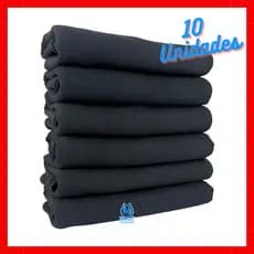 Kit 10 Pano de Prato GRANDE Preto Liso Pé de Galinha - Com Bainha - 100% Algodão