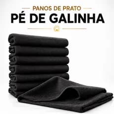 Pano De Prato Pé De Galinha Preto com Bainha Kit 10 Unidades