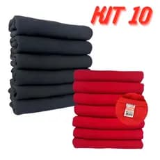 Kit Pano De Prato Pé De Galinha Preto ou Vermelho com Bainha Kit 10 Unidades