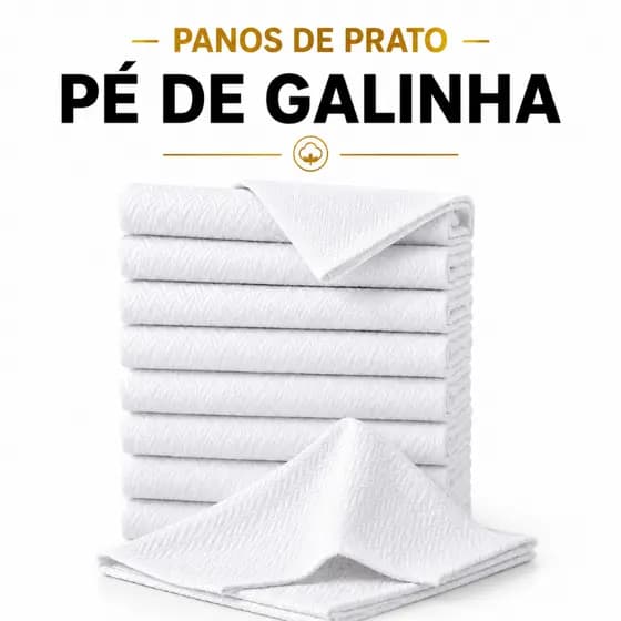 Kit 10 Pano de Prato Pé de Galinha Branco Grande