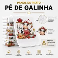 Kit Pano De Prato GRANDE Pé De Galinha Estampado