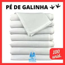 Kit 100 Pano De Prato Pé De Galinha Branco com Bainha em Algodão