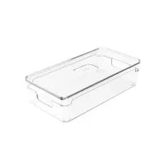 Cesto Organizador Com Tampa para Armário e Geladeira Clear 30X15X7cm - Ou