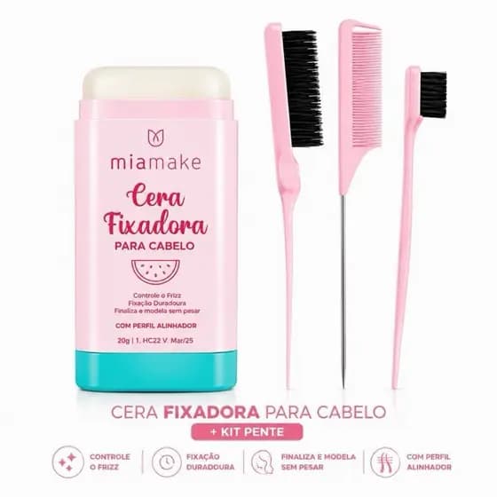 Miamake Cera Fixadora para Cabelo + Kit Pentes Baby Hair
