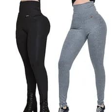 kit 2 calças modeladora suplex acetinado tecido grosso zero transparência musculação academia
