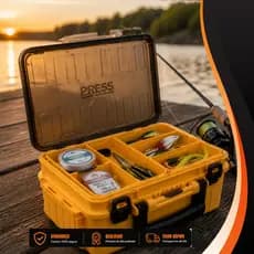 Maleta de Pesca DS 408 Y com Divisórias Ajustáveis | Caixa Organizadora Resistente