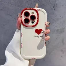 Capa De Telefone Com Coração Vermelho Do Dia Da Sorte Para iPhone 16/15/14/13/12/X/7/11/Plus/pro Max Protetora De silico