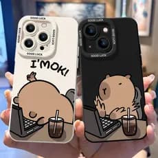 Capa De Telefone Capivara I'm OK Pintada Da Moda Para iPhone16/15/14/13/MINI/12/11/Pro MAX/X/XS/XR/7/8/6 Protetora De si