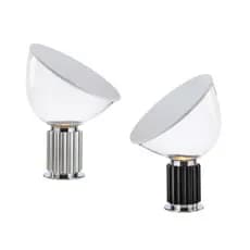 Luminária Abajur de Mesa Minimalista p/ Sala Quarto Escritório Cúpula Vidro Moderna Com Fio Bivolt Noturna Preto e Prata