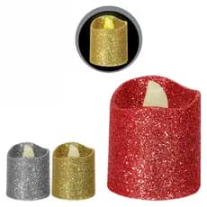 Kit Vela Decorativa Glitter Chama Artificial Para Decoração