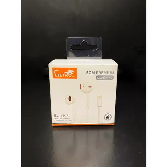 Fone de Ouvido Lightning Eletromex Som Premium Branco EL-1408