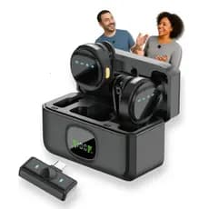 Microfone de Lapela Sem Fio Duplo com Case e Display – Android e iPhone – Eletromex EL-1852
