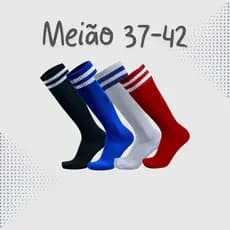 Kit com 3 Pares de Meião de Futebol  37-42 Cano Alto Listras Meia Jogador Esporte Treino Corrida