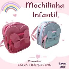 Mini Mochila Mochilinha Infantil Glitter Bolso na frente Alça Regulável