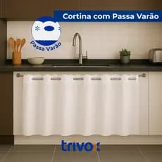 Cortina de Pia com Passa Varão PVC Impermeável Anti-mofo 0,80 x 1,40 metros