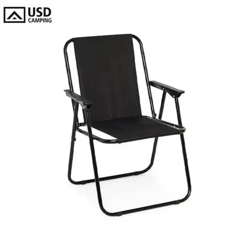 Cadeira De Praia Aço Adulto Jardim Piscina Camping Portátil Reforçada Usd Cor Preto