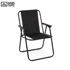 Cadeira De Praia Aço Adulto Jardim Piscina Camping Portátil Reforçada Usd Cor Preto