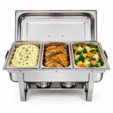 Rechaud Retangular 11l Com 3 Cubas 1/3 Banho Maria Gourmet Panelas Cuba Buffet Marca Usd