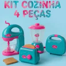 kit Cozinha Infantil 4 Peças Liquidificador, Batedeira, Torradeira e Sanduicheira Infantil Le Chef Usual Brinquedos