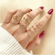 Conjunto de 9 peças aberto amor ouro anel conjunto simples criativo mulheres jóias enviar um presente