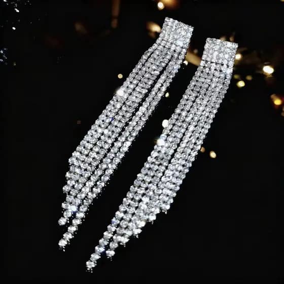 Brincos femininos com pingente de diamantes brincos longos de tacha joias modernas de luxo com detalhes em prata