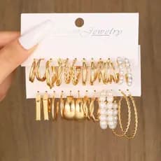 Conjunto De Brincos De Argola Vintage Dourados Brincos De Pérola Torcidos Para Mulheres
