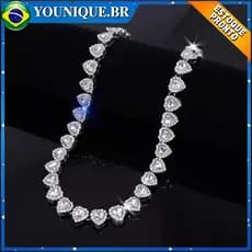 Colar em formato de coração cravejado com um diamante de 11 mm Colar Joia feminina requintada