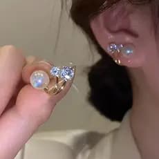 Brincos Geométricos Simples De Pérolas E Strass Brincos De Pérolas E Agulhas De Prata Brincos Femininos
