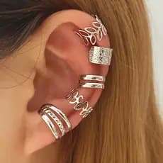 Conjunto De Cinco Peças De Clipes De Osso De Orelha Sem Piercings Clipe De Orelha Multicamadas Oco Com Folha De Ouro