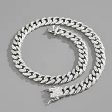 Colar Cubano Casal 45cm Strass Brilhante - Jóia Unissex Hip Hop Luxo Moderno