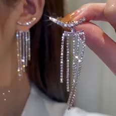 Cristal Longo Borla Brincos Senhoras Elegante Strass Balançar Brincos De Diamante Acessórios De Jóias Para Brincos