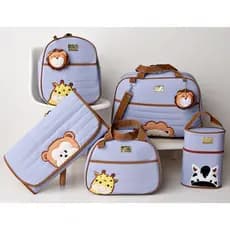 Kit de Bolsas Com 5 Peças Para Maternidade Bebê Safari + Pingentes Bichinhos