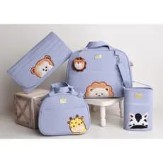 Kit Bolsas de Bebê 4 Peças Maternidade Safari + Pingente Bichinhos