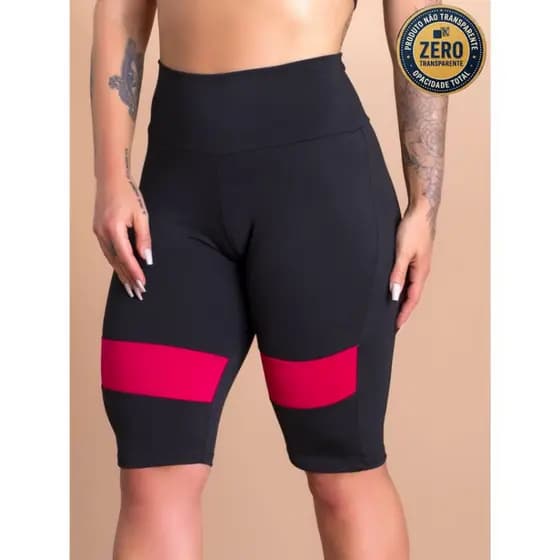 Bermuda Ciclista Feminina Fitness Com Recorte Cores Para Academia GJR Modas