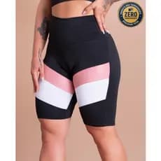 Bermuda Cintura Alta Fitness Ciclista Feminina Detalhe Perna Academia Treino GJR Modas