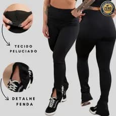 Calça Térmica Cintura Alta Peluciada Flanelada Montaria Detalhe Fenda Academia Moda Casual GJR Modas