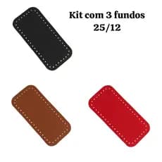 Kit com 3 Fundos 25/12 para bolsas e cestos em couro ecológico ideal para trabalhos em crochê,Artesanatos