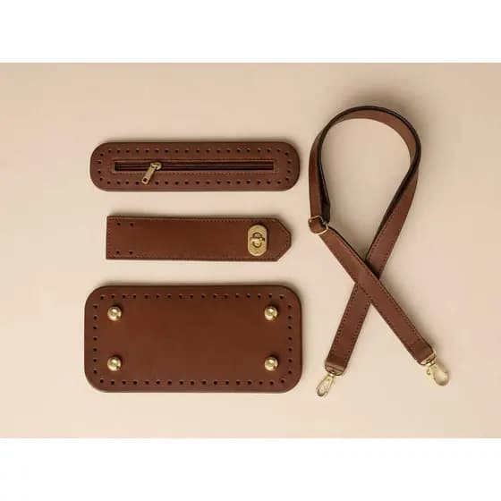 kit Fundo + Alça + Aba Luxo+Fecho ziper  ideal para Bolsas em Crochê, Macramê e Trico