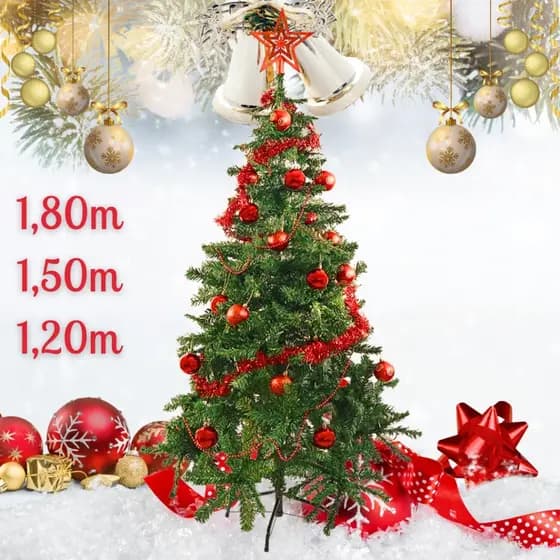 Árvore de Natal Pinheiro Verde Tradicional 1,80 1,50 1,20 Metros com Galhos Pinheirinho Enfeite Natalino