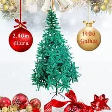 Árvore de Natal Pinheirinho Tradicional 2,40m 1400 Galhos Grande Verde