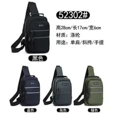 Bolsa de peito masculina multifuncional, pequena mochila casual de náilon com alça de mão e porta de carregamento USB/02