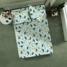 Jogo De Cama Casal Dinossauro Verde 3 Peças Malha Algodão