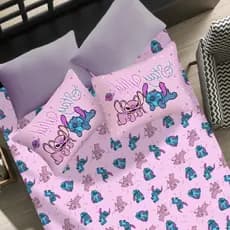 Jogo de Cama Casal Lilo Stitch e Angel Disney 3 Peças Rosa