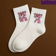 💗 Meia Pantera Cor-de-Rosa Personalizada | Algodão Premium Unissex – Infantil e Adulto | Imediato 🧦✨