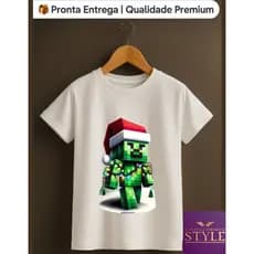 💚Camiseta Infantil de Natal minecraf✨ • Roupa temática infantil • Presente/criança/natal/minecraf