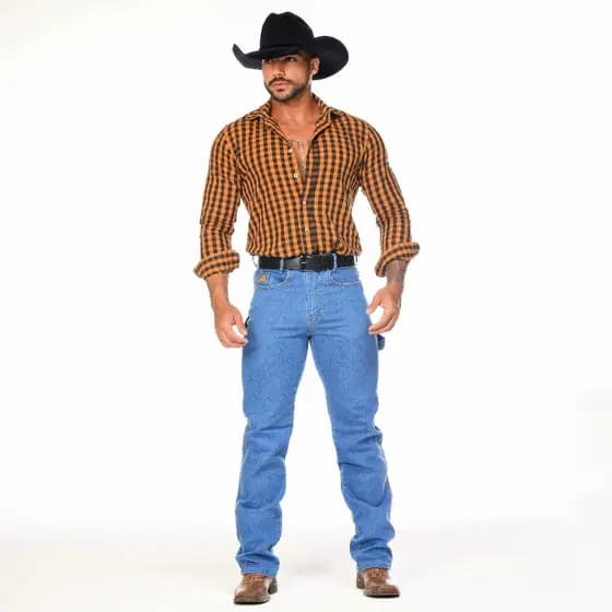 Calça Jeans Country Carpinteira Masculina Rodeio Western com Elastano Premium